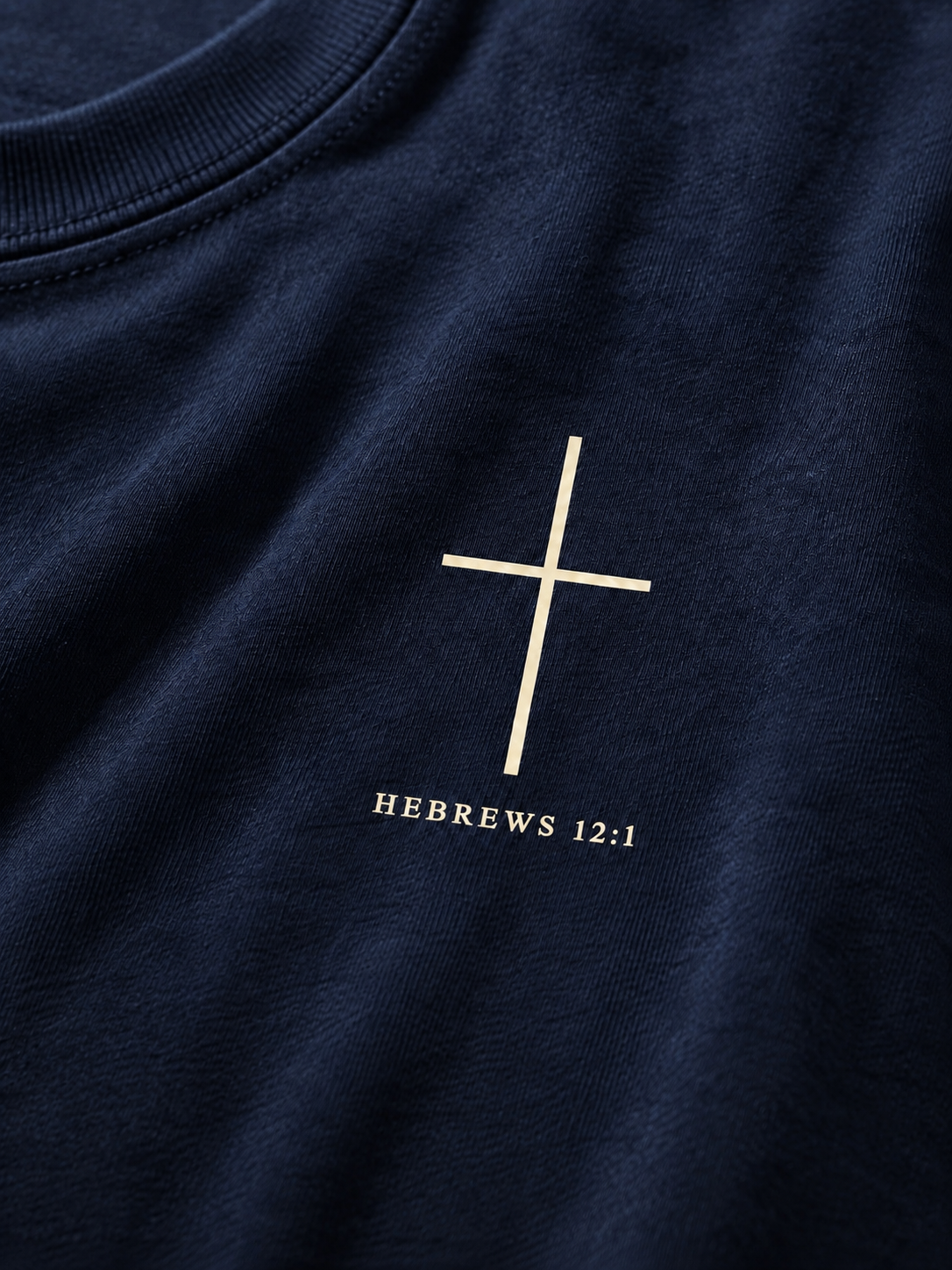 Hebrews 12:1 Tee- Navy