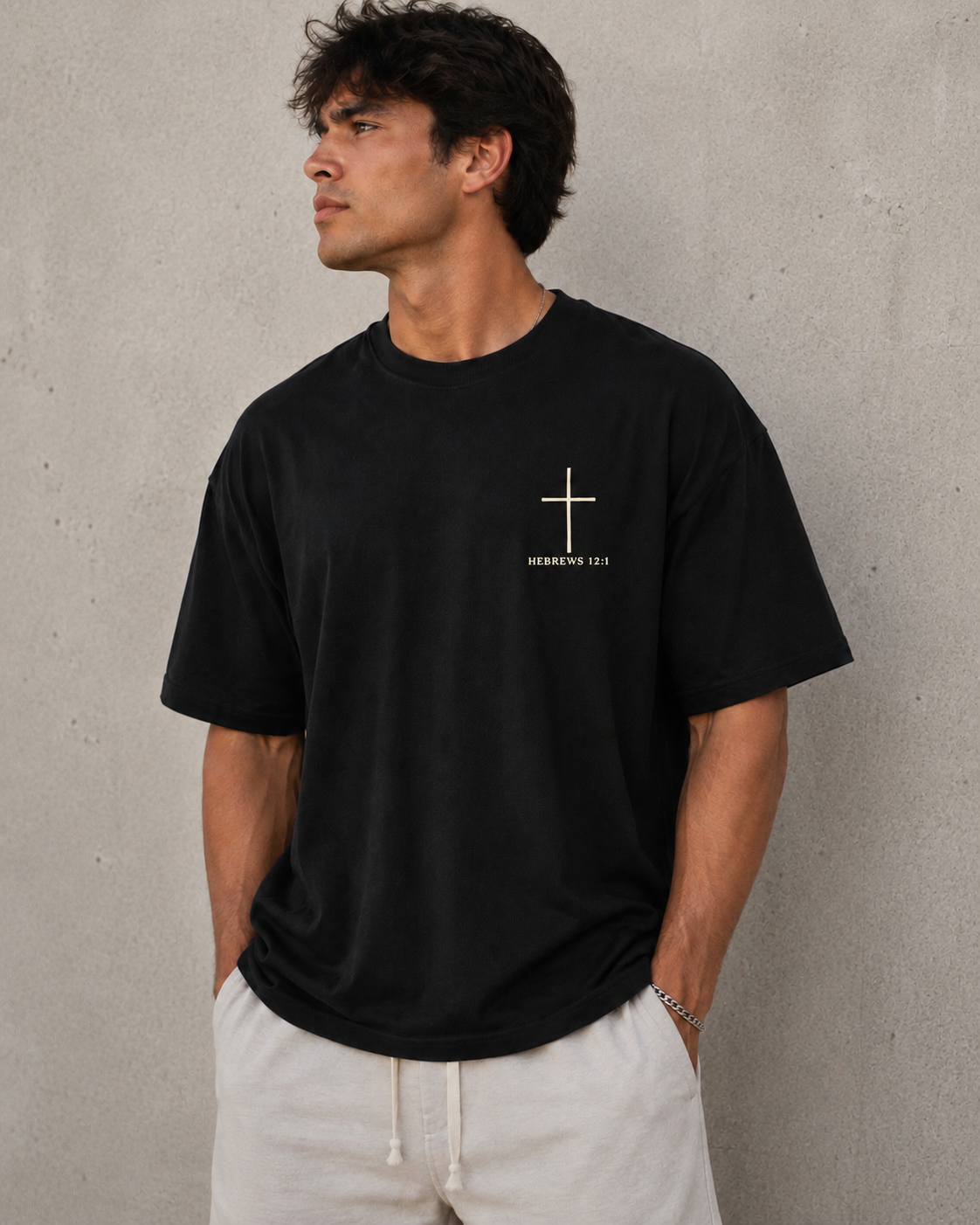 Hebrews 12:1 Tee- Black/ Charcoal Grey / Hunter Green