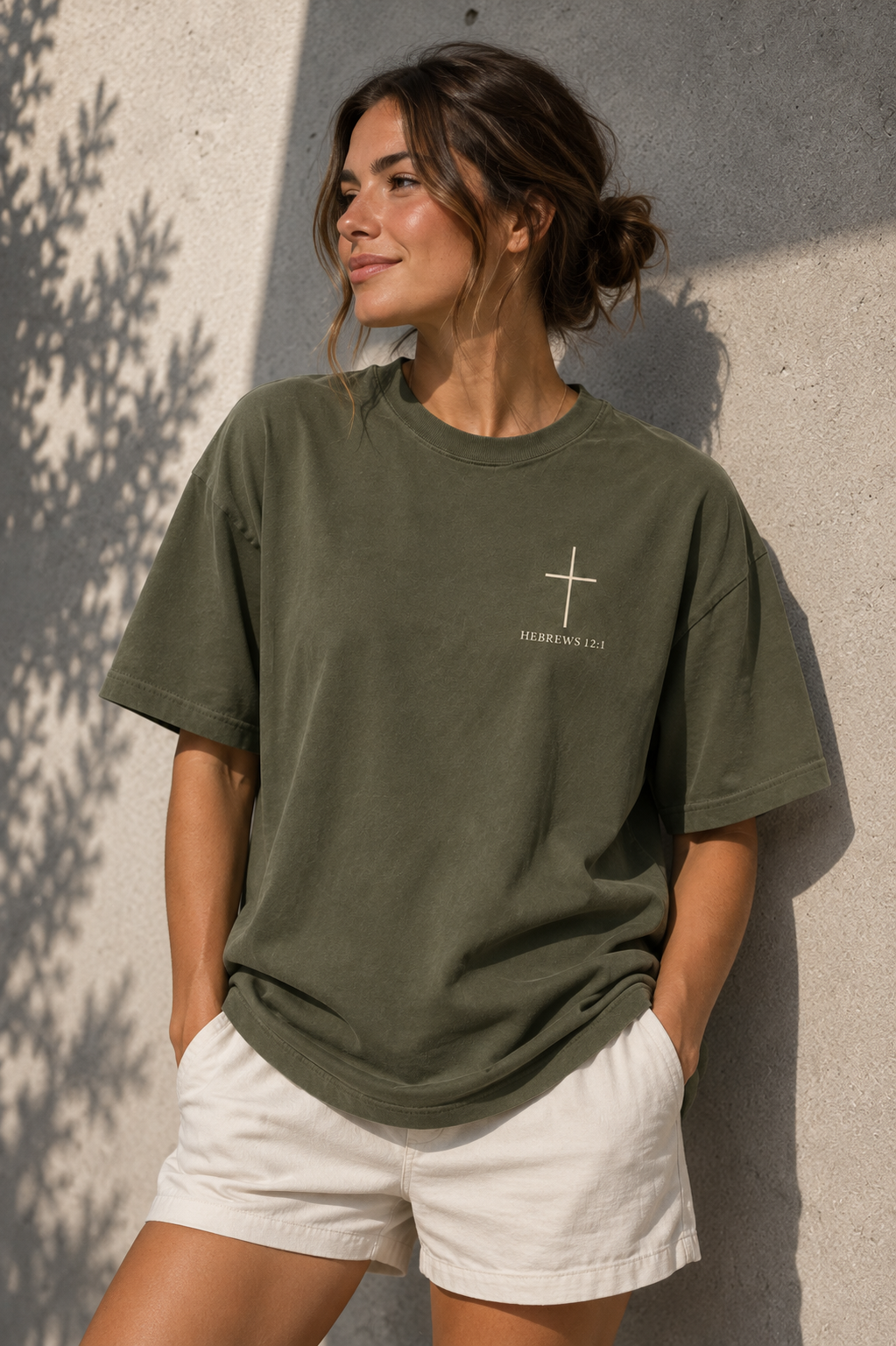 Hebrews 12:1 Tee- Hunter Green