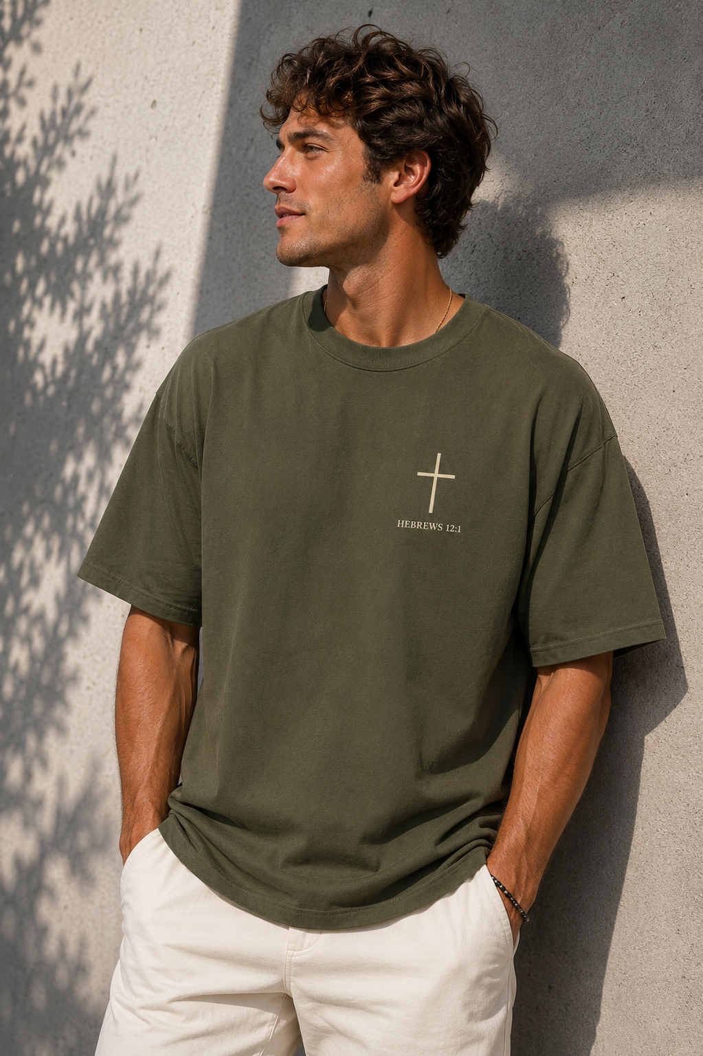 Hebrews 12:1 Tee- Black/ Charcoal Grey / Hunter Green