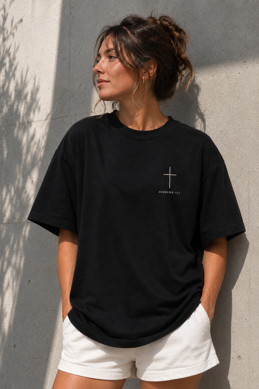Hebrews 12:1 Tee- Black/ Charcoal Grey / Hunter Green