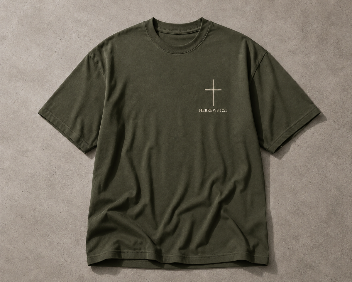 Hebrews 12:1 Tee- Hunter Green