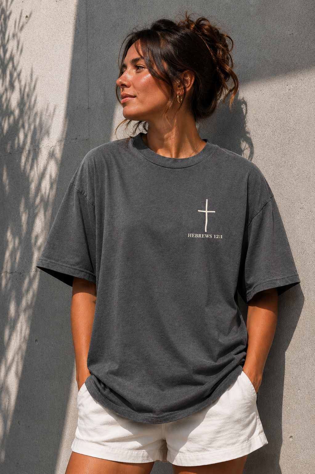 Hebrews 12:1 Tee- Black/ Charcoal Grey / Hunter Green