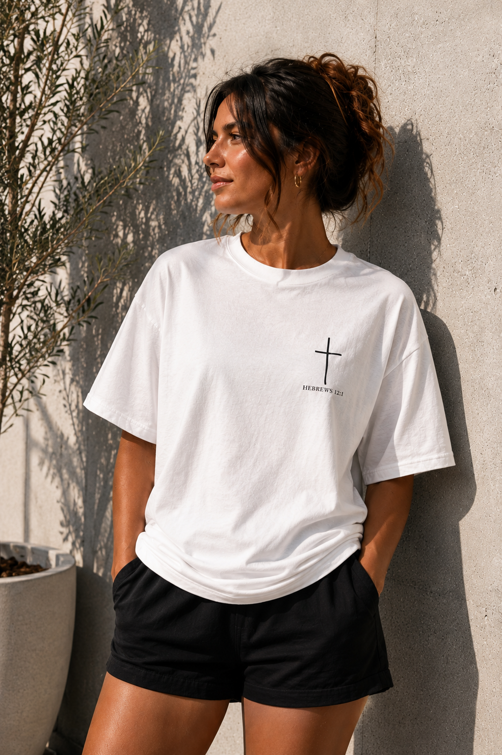 Hebrews 12:1 Tee- White